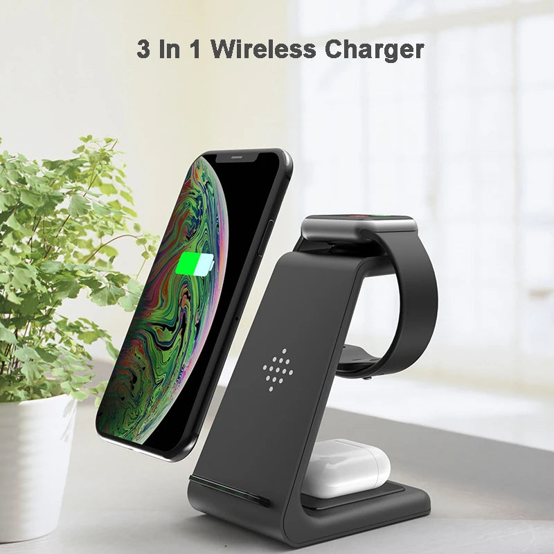 QI 3 In 1 Wireless Charger For Iphone 11/XS/X/Airpods pro/Iwatch 5/4 Fast Charge Wireless Charge Stand For Samsung S10/Bud/Watch