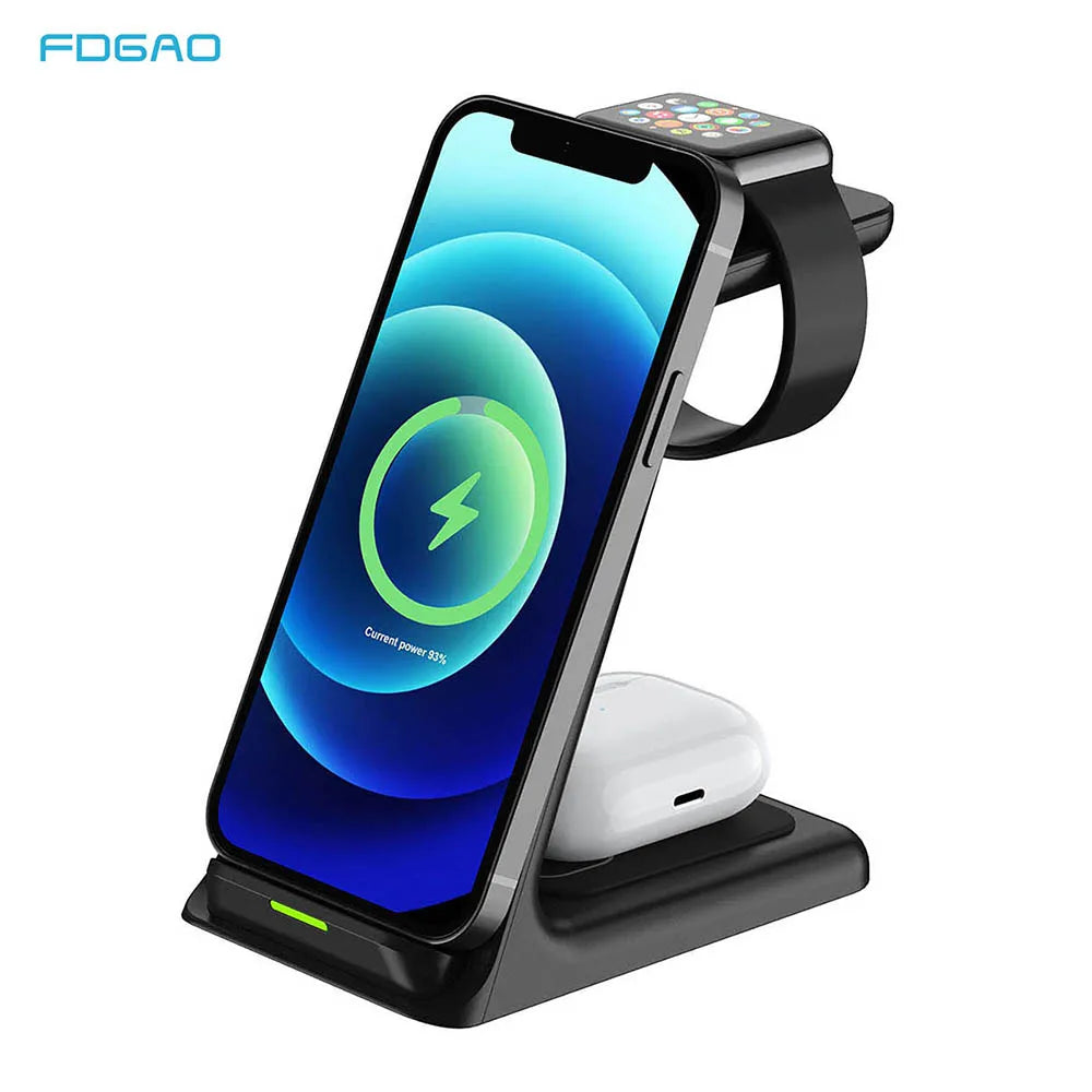 20W 3 in 1 Qi Wireless Charger Stand For iPhone 14 13 12 11 XS XR X 8 Induction Fast Charging For Apple Watch 7 8 Airpods 3 Pro