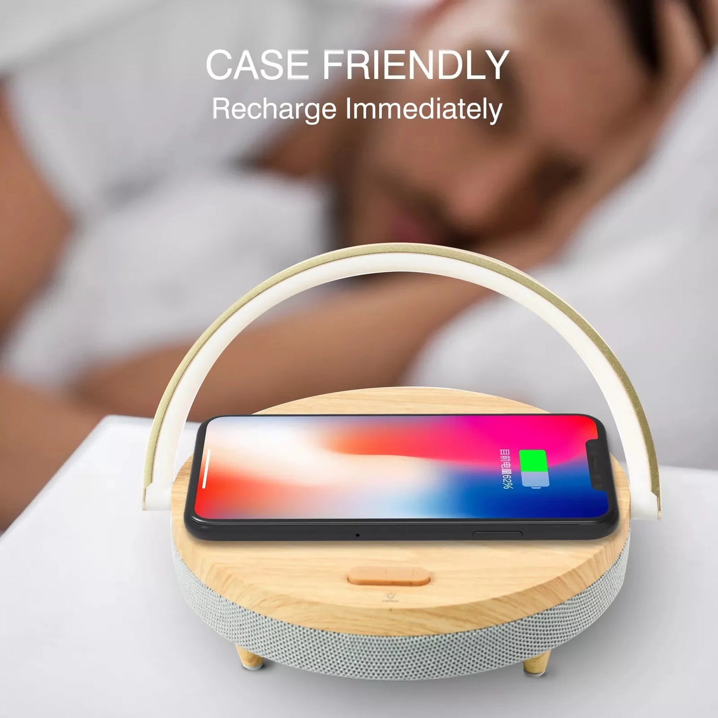 S21 Pro Bluetooth Speaker Wood Wireless Chargers LED Lamp Music Bedside Lamp Wireless Charger for Women Men Dad Mom